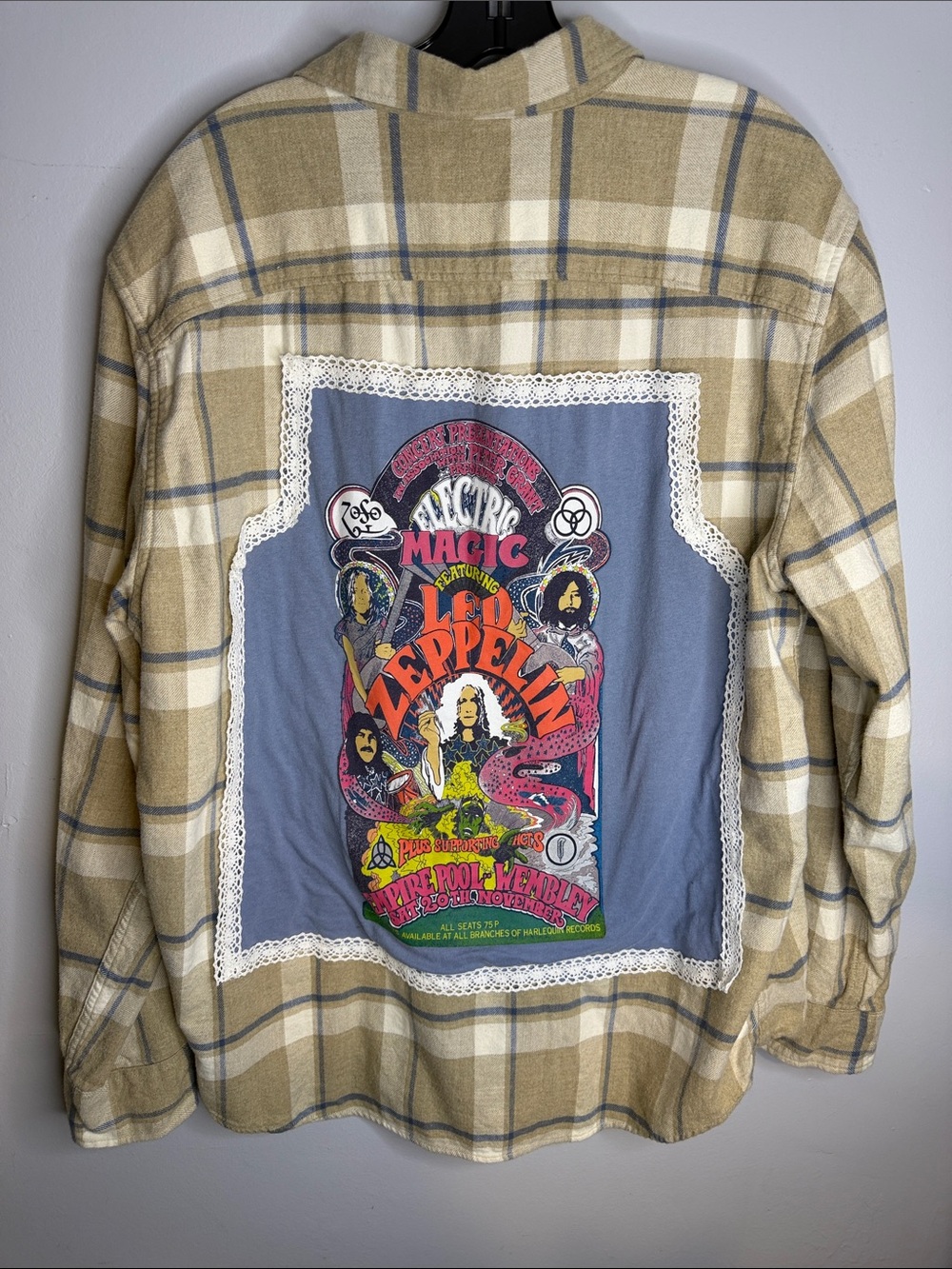 Upcycled OOAK LED Zeppelin Graphic Flannel